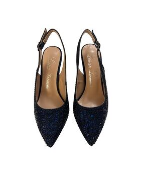Lauren Lorraine Rachel Navy Rhinestone Slingback Pumps Women's Size 5.5